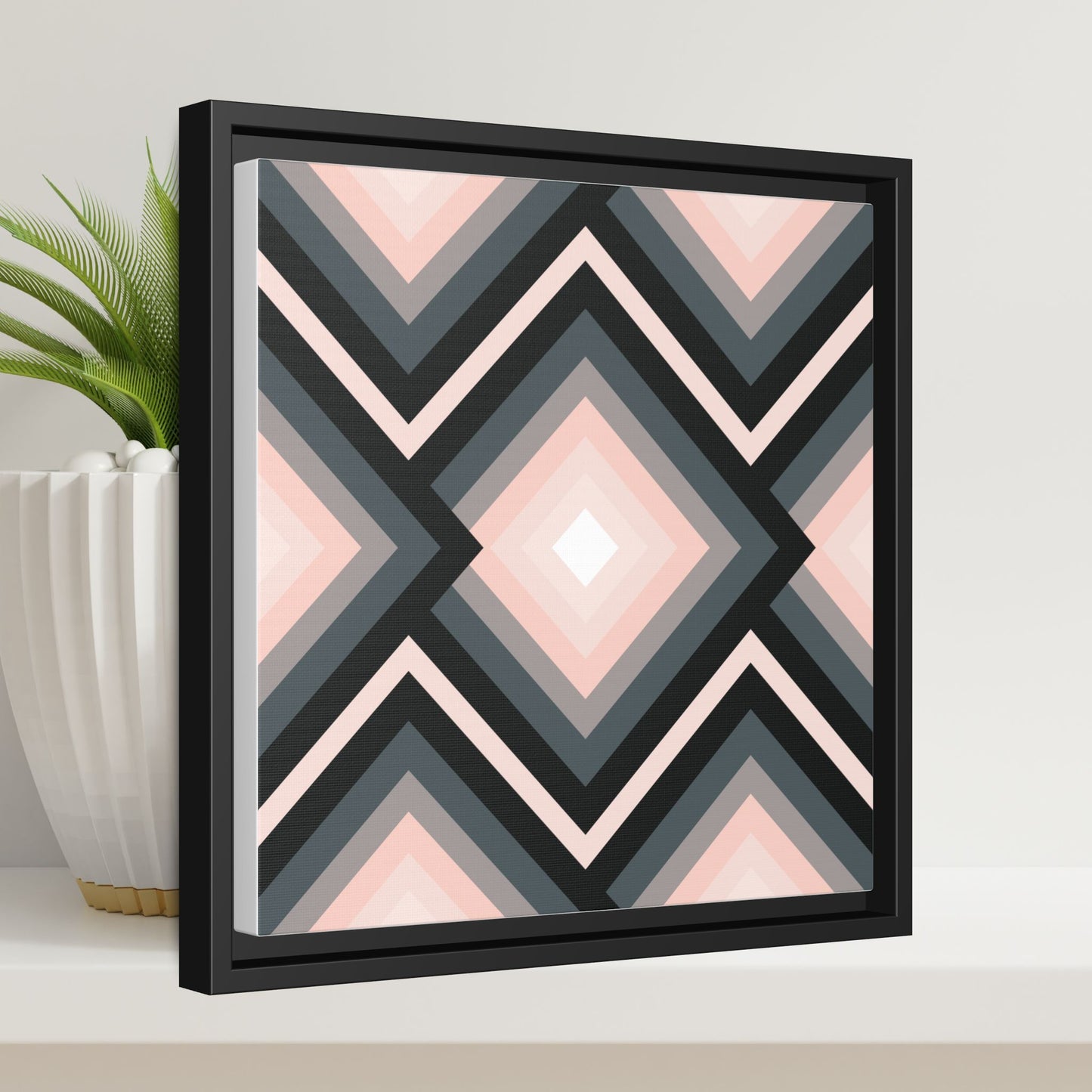 Modern Framed Geometric Canvas Art | Bold Color Meets Clean Framing