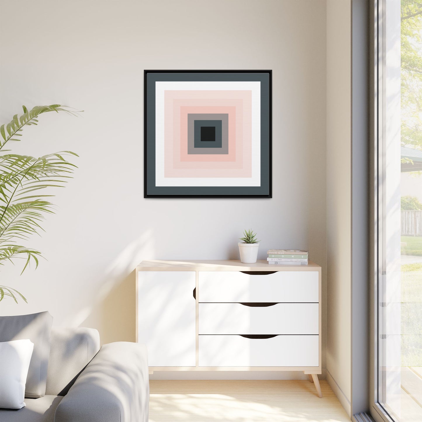 Modern Framed Geometric Canvas Art | Bold Color Meets Clean Framing