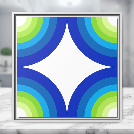 Modern Framed Geometric Canvas Art | Bold Color Meets Clean Framing