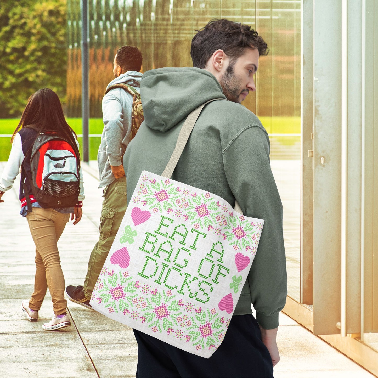 Funny Tote Bag | "Eat a Bag of Dicks" | Humorous Gift, Quirky 18x18 Unique Tote