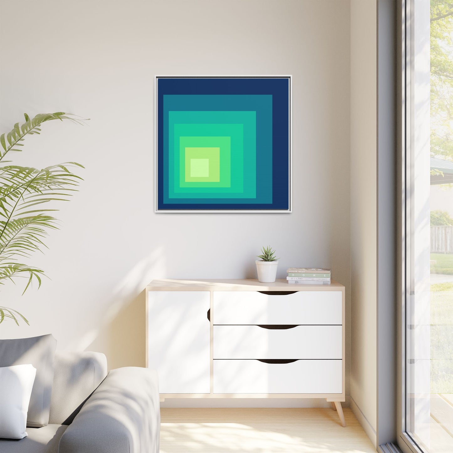 Modern Framed Geometric Canvas Art | Bold Color Meets Clean Framing