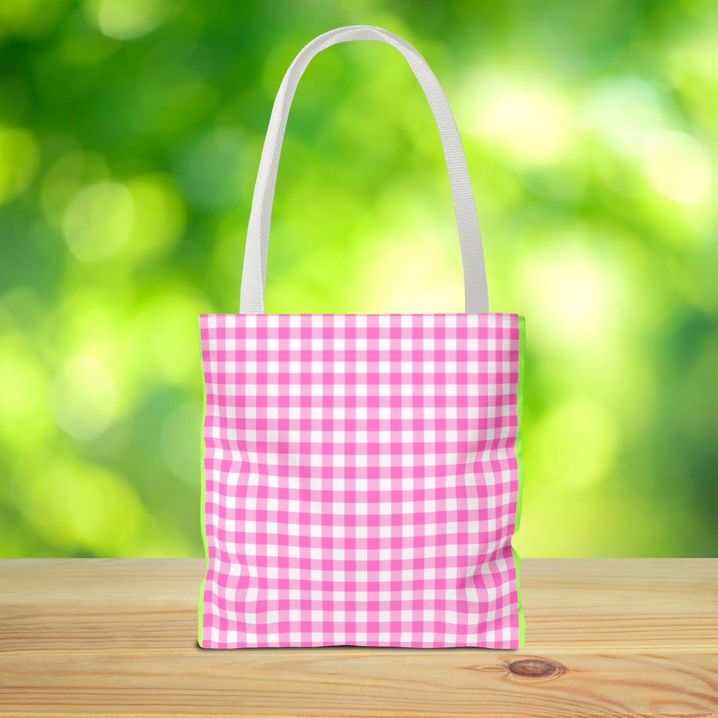 Gingham LOVE Tote Bag – Pink & Green | 3 Sizes | Sweet & Stylish Gift