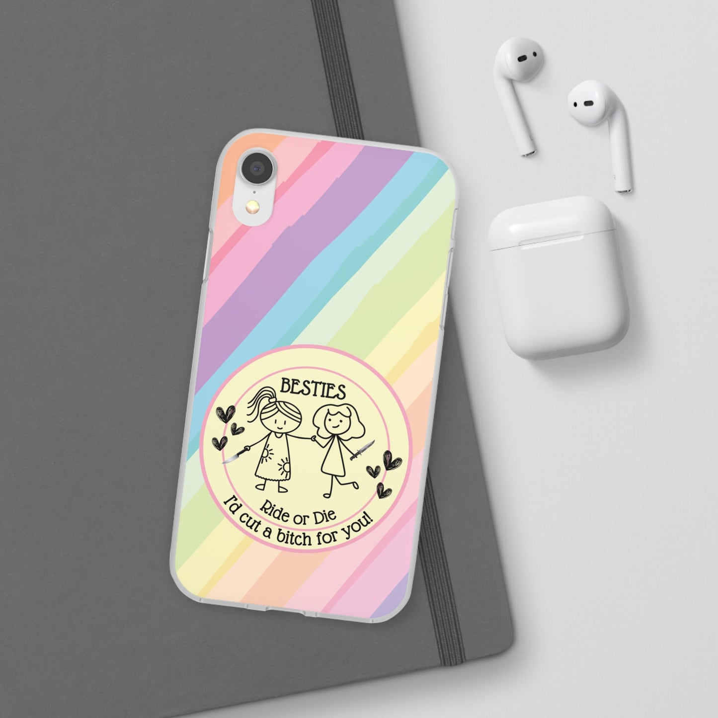 Phone Cases - Pastels Besties Ride or Die | "I'd Cut a Bitch for You"