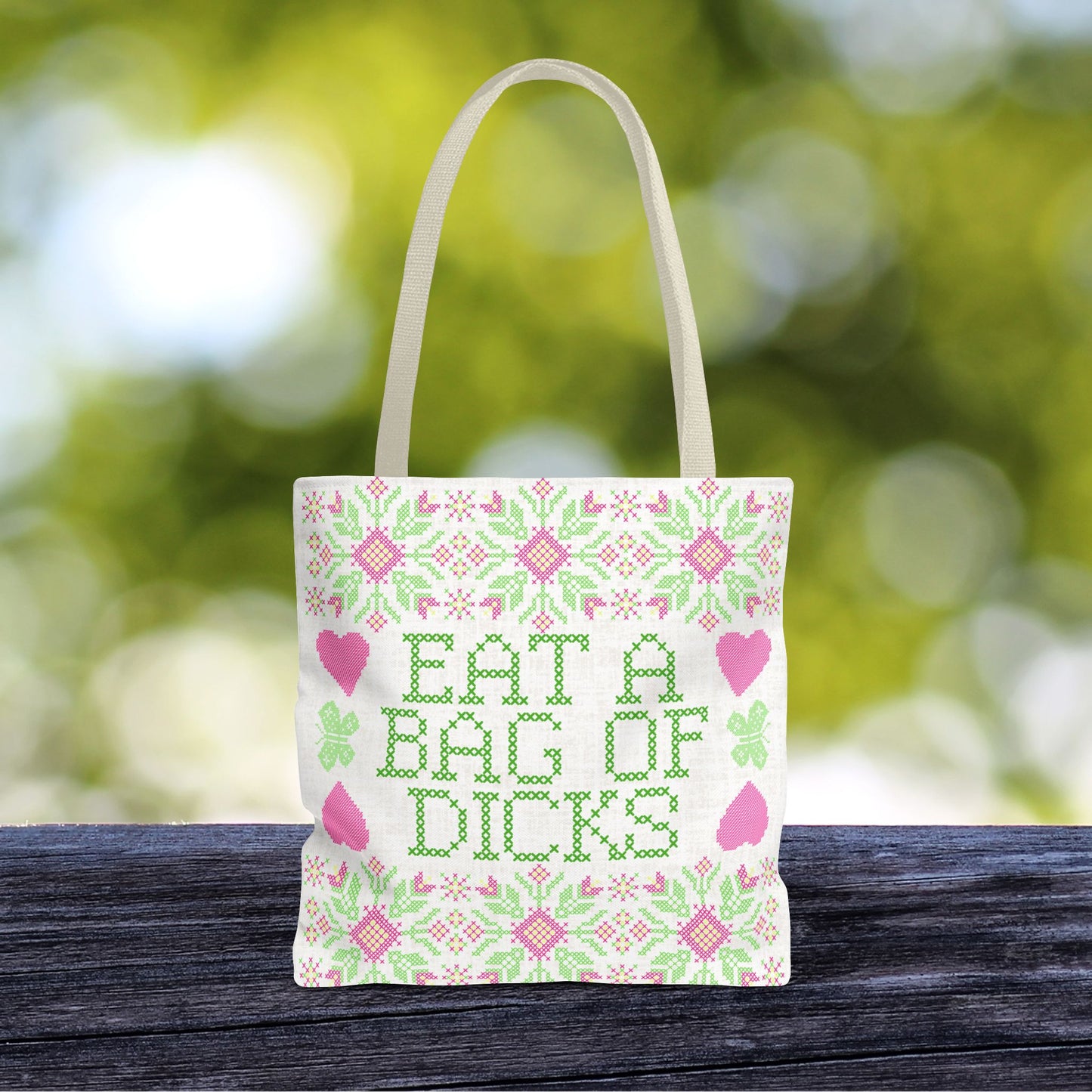 Funny Tote Bag | "Eat a Bag of Dicks" | Humorous Gift, Quirky 18x18 Unique Tote