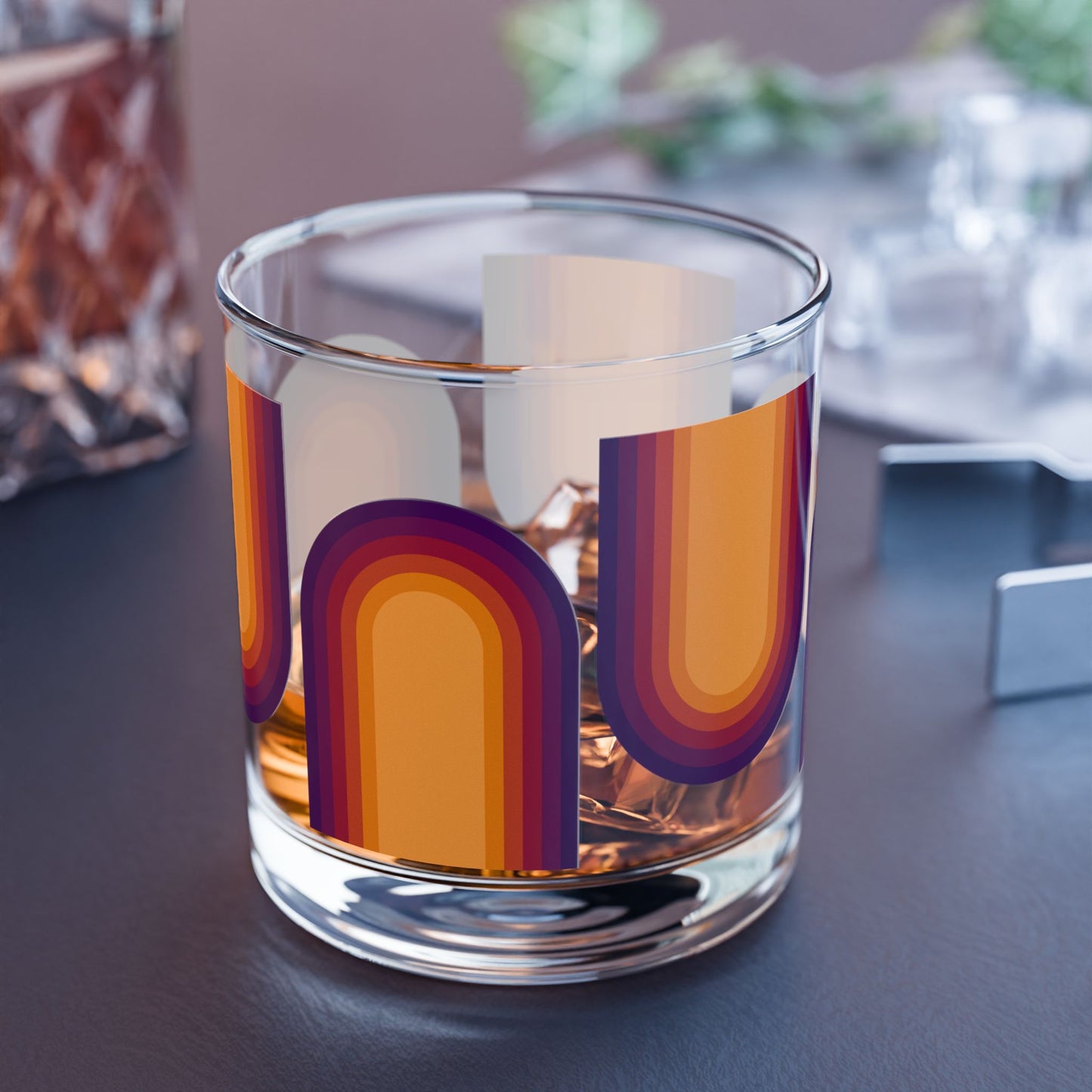 Vibrant Modern Retro Rocks Glass – 10oz