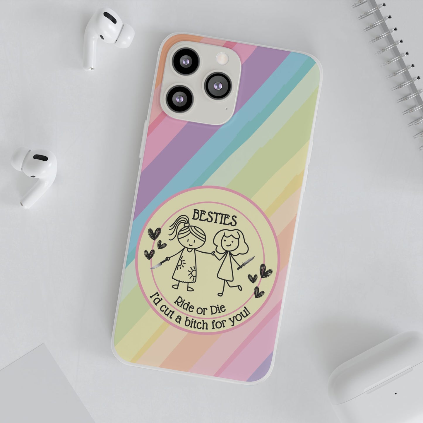 Phone Cases - Pastels Besties Ride or Die | "I'd Cut a Bitch for You"