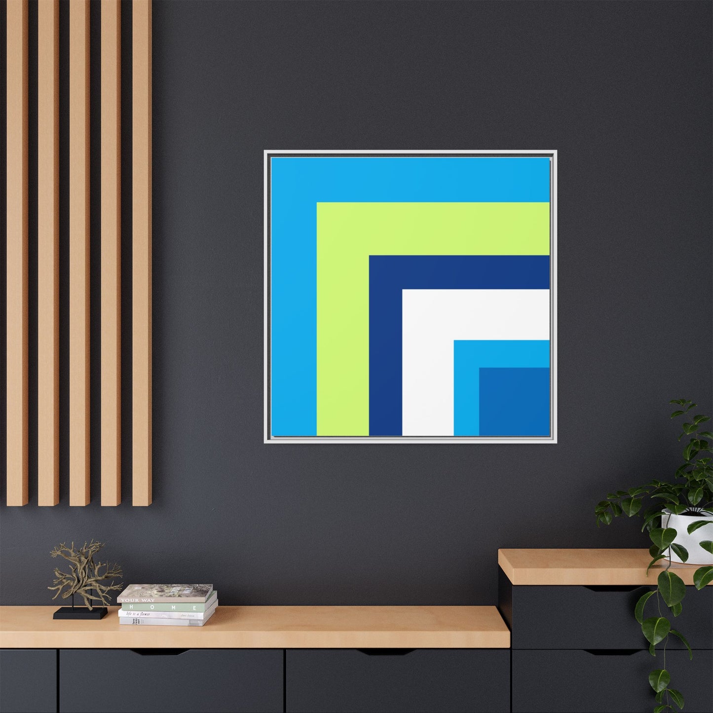 Modern Framed Geometric Canvas Art | Bold Color Meets Clean Framing