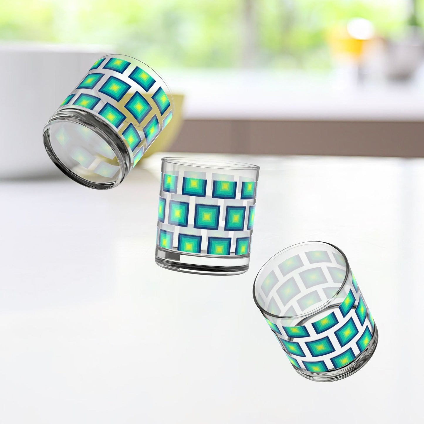 Vibrant Modern Retro Rocks Glass – 10oz