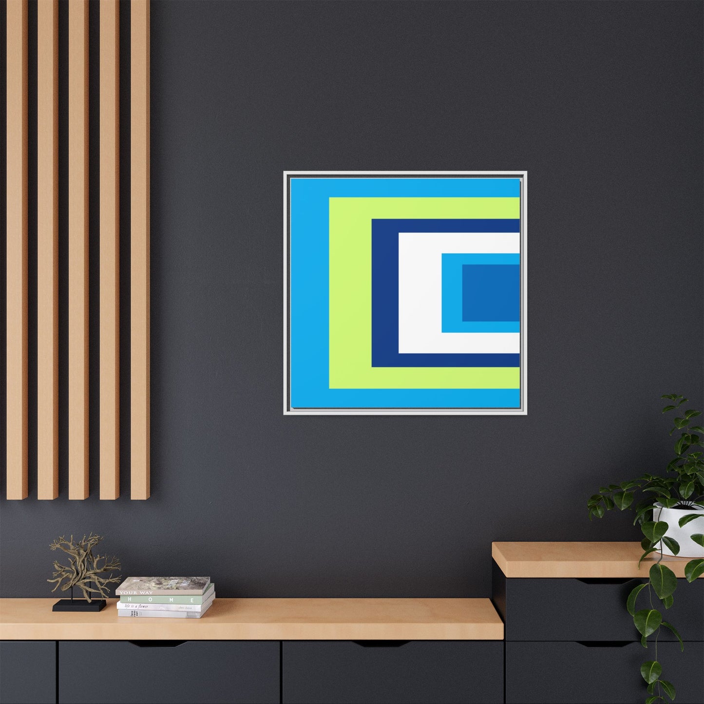 Modern Framed Geometric Canvas Art | Bold Color Meets Clean Framing