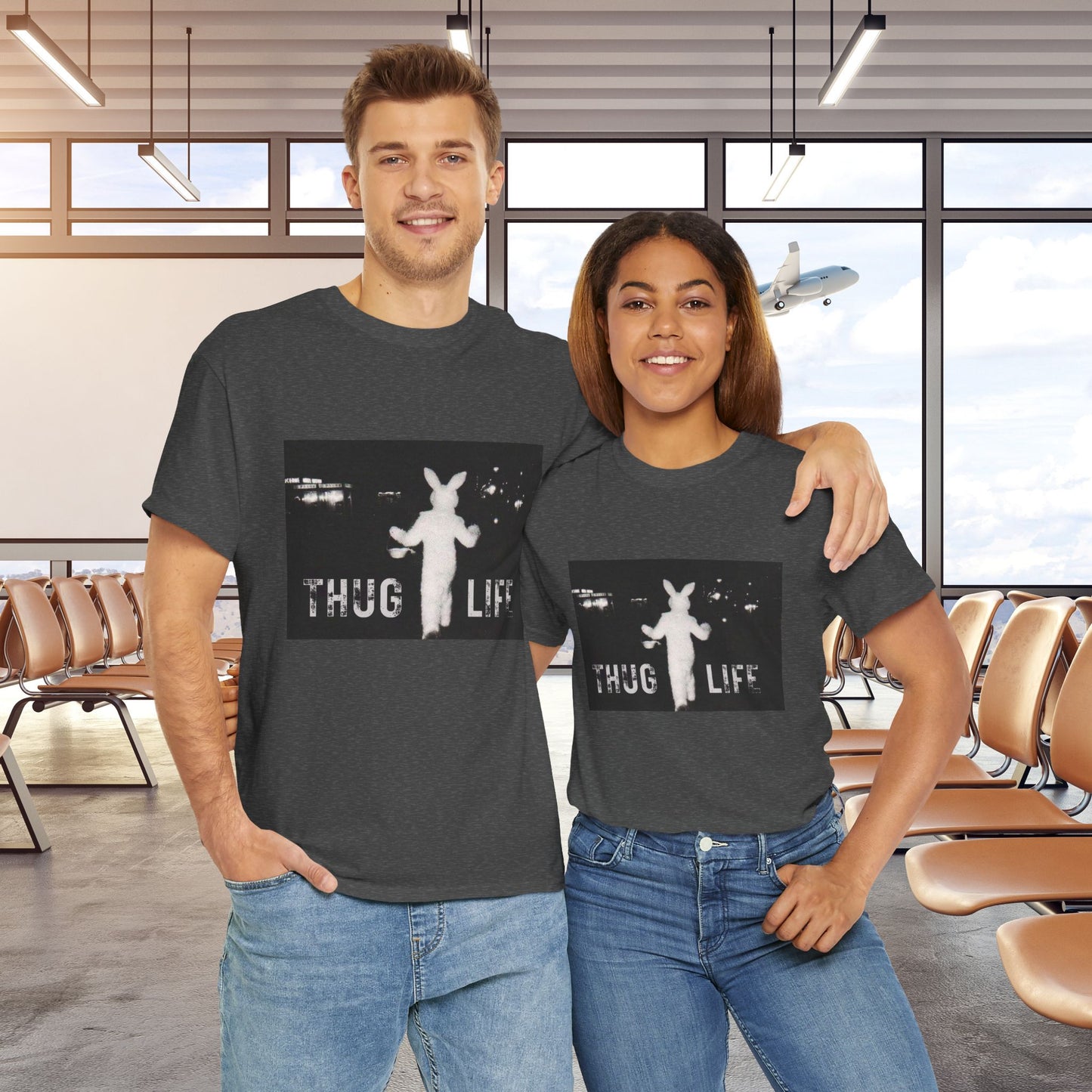 Thug Life Bunny Graphic Tee - Unisex Cotton T-Shirt, Bold Soft Design