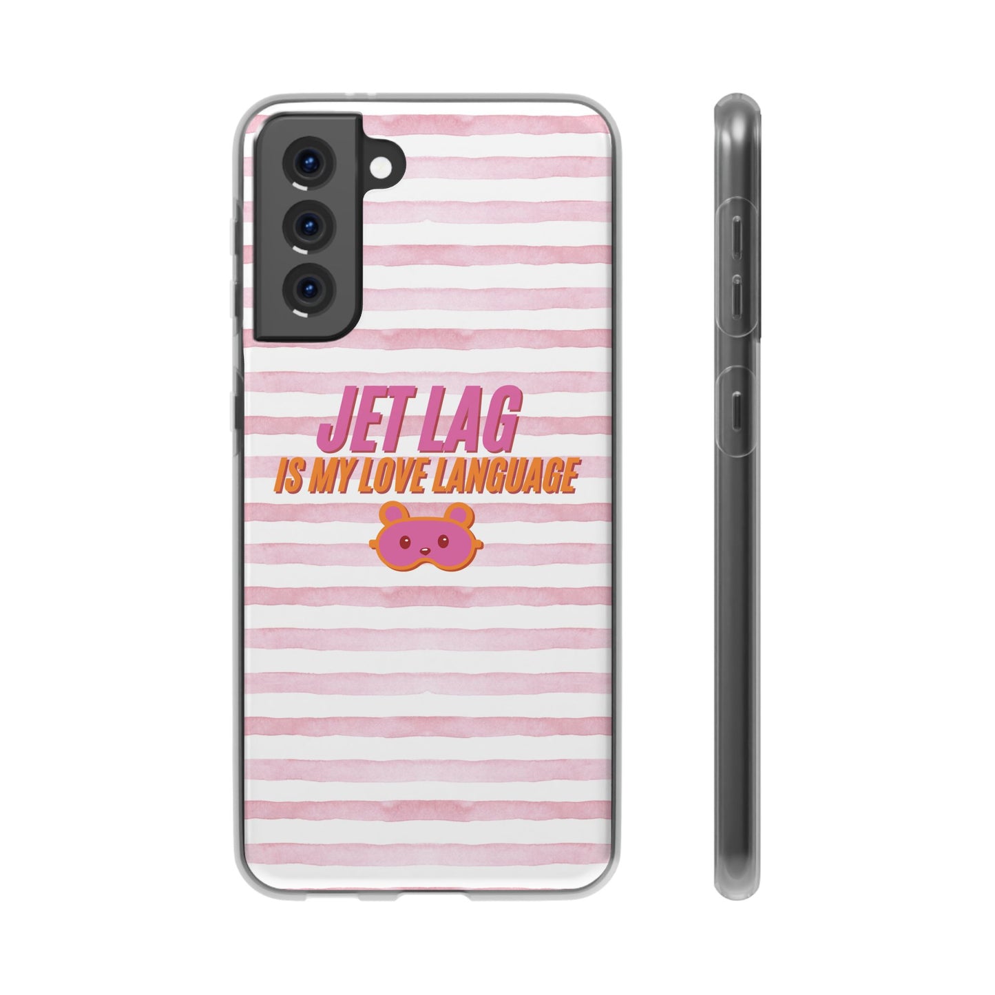 Phone Case - Jetlag is My Love Language Pink Stripe Flexi Case