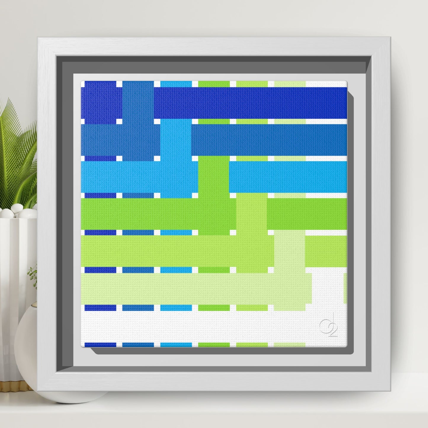 Modern Framed Geometric Canvas Art | Bold Color Meets Clean Framing