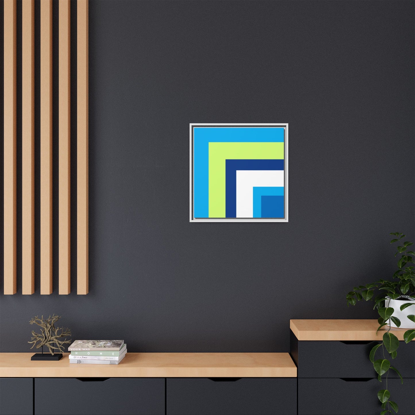 Modern Framed Geometric Canvas Art | Bold Color Meets Clean Framing