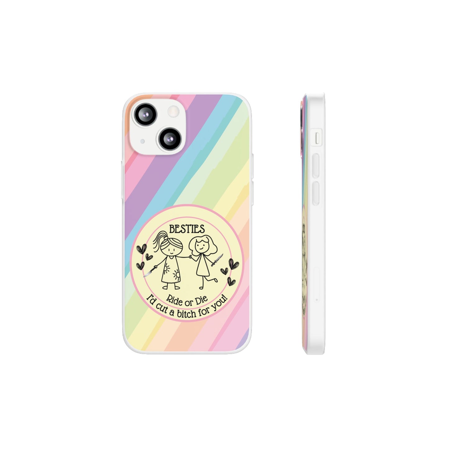 Phone Cases - Pastels Besties Ride or Die | "I'd Cut a Bitch for You"