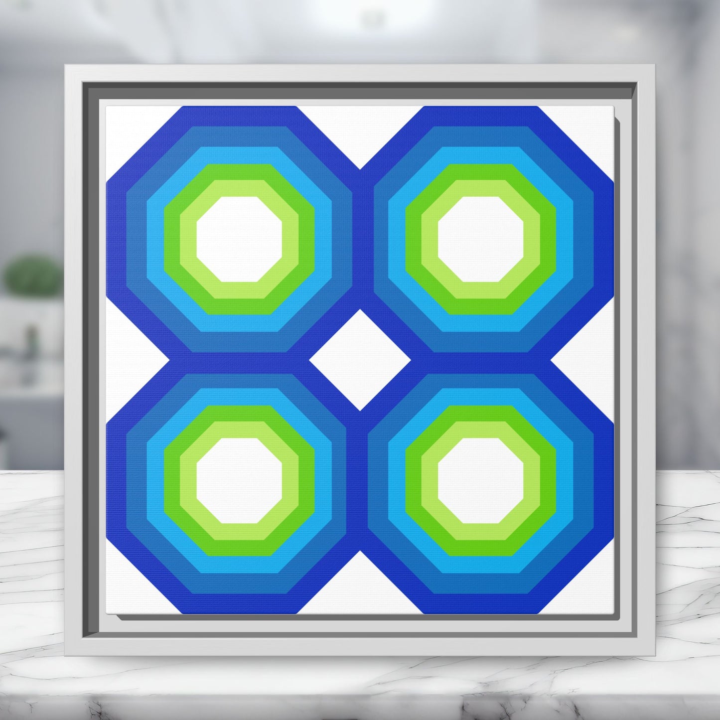 Modern Framed Geometric Canvas Art | Bold Color Meets Clean Framing