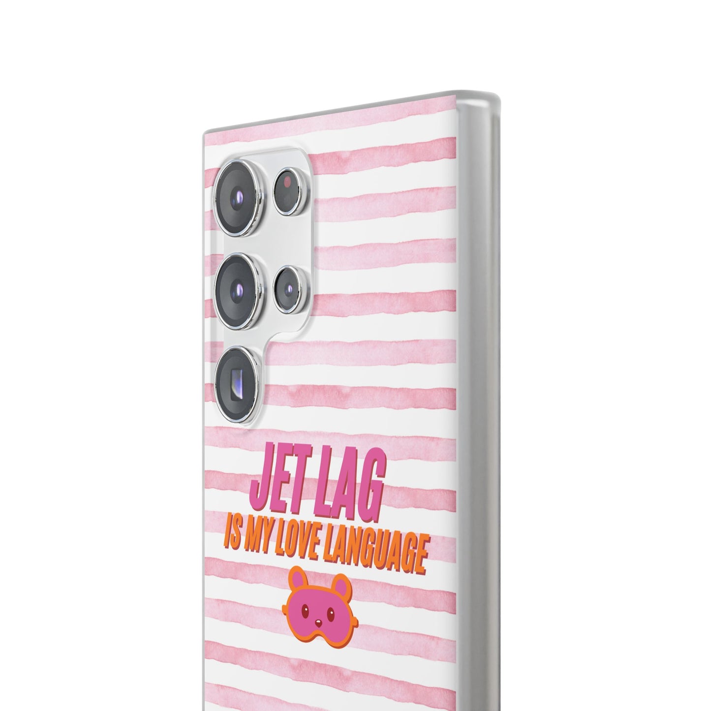Phone Case - Jetlag is My Love Language Pink Stripe Flexi Case