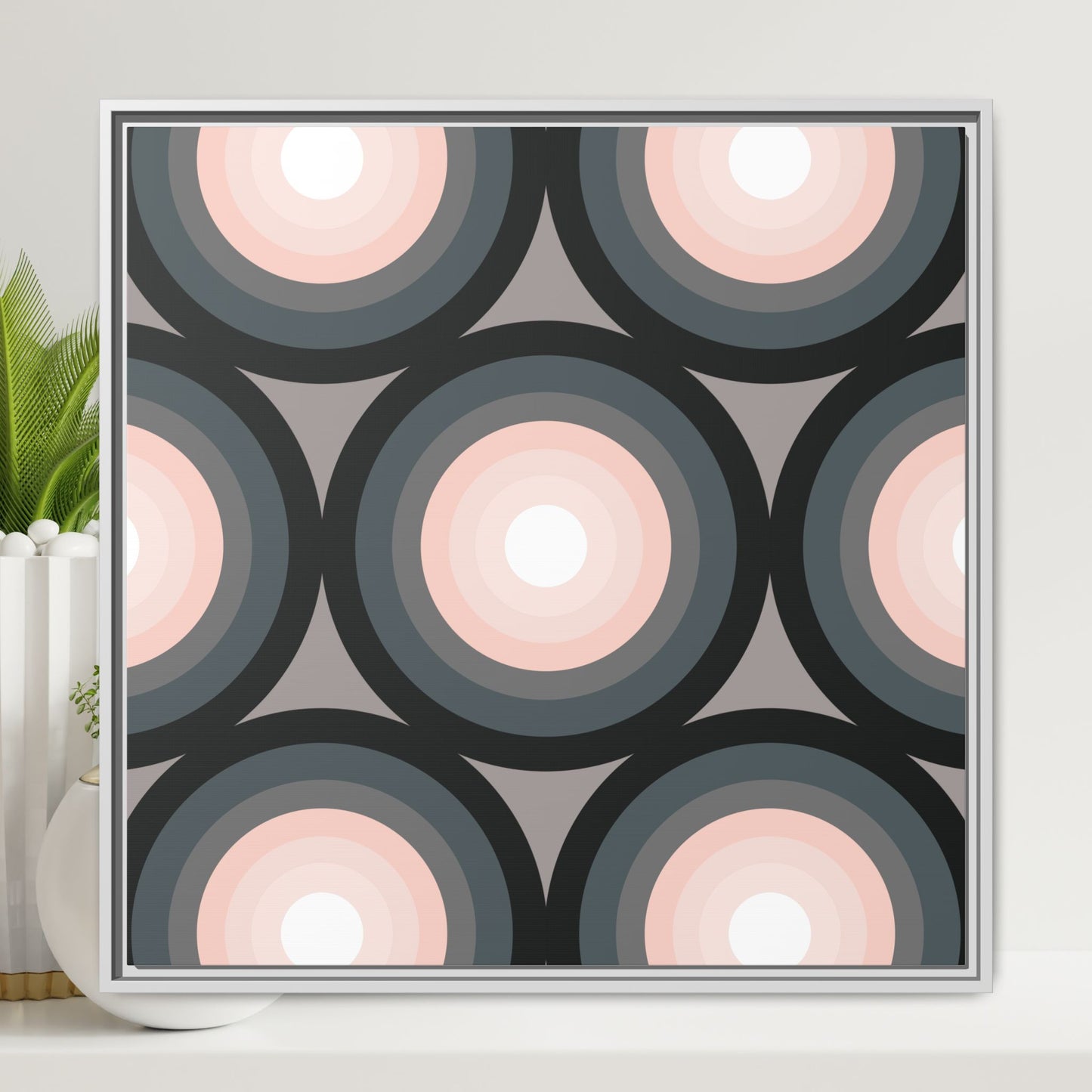 Modern Framed Geometric Canvas Art | Bold Color Meets Clean Framing