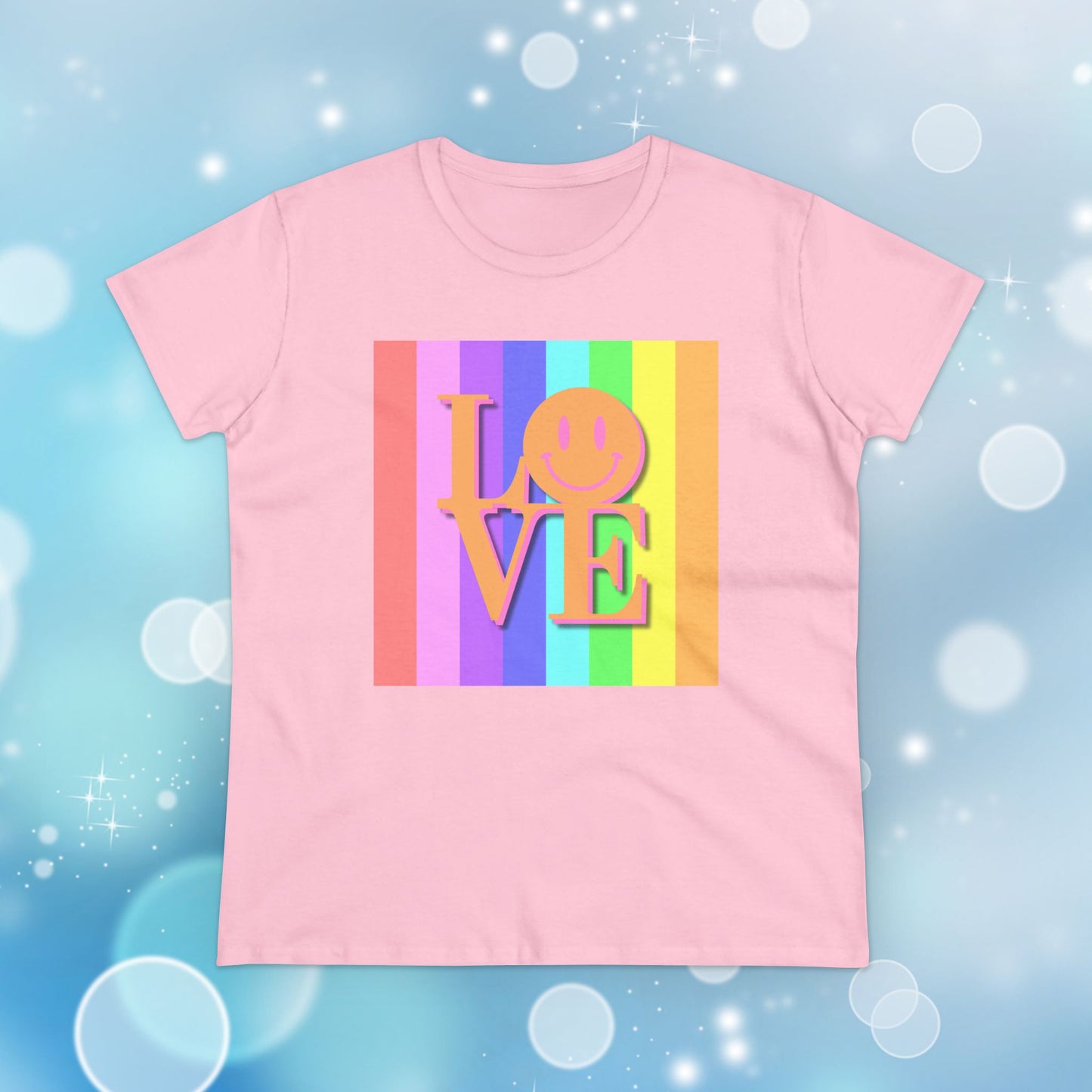 Universal Pastel Rainbow Love Sign Women’s T-Shirt – Spread Love in Style