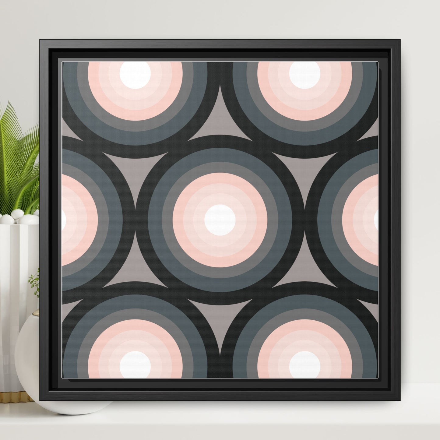Modern Framed Geometric Canvas Art | Bold Color Meets Clean Framing