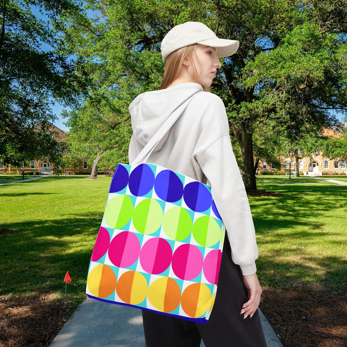 Geometric Art XXI Tote Bag – 3 sizes | Bold lines. Vivid color. Retro with a modern twist.