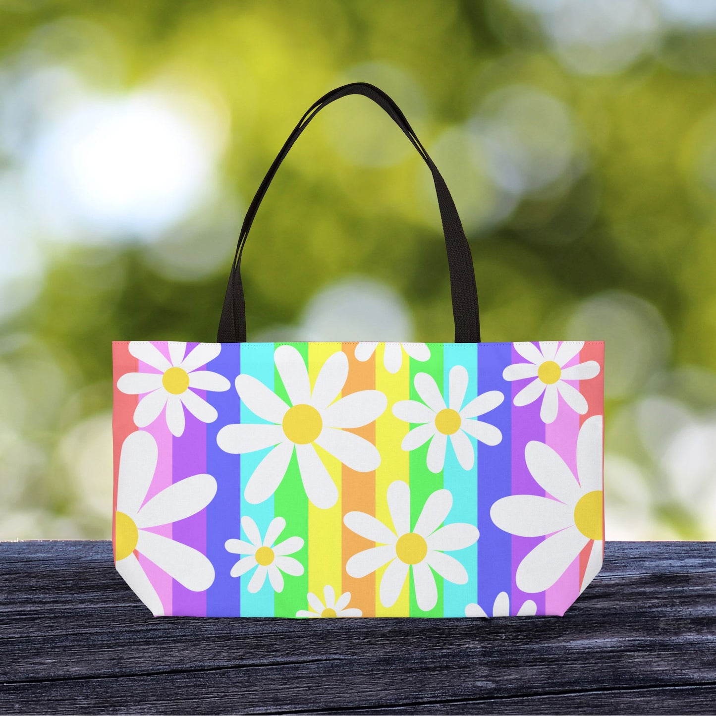 Flower Power Stripe — XL Tote Bag | Carry-All