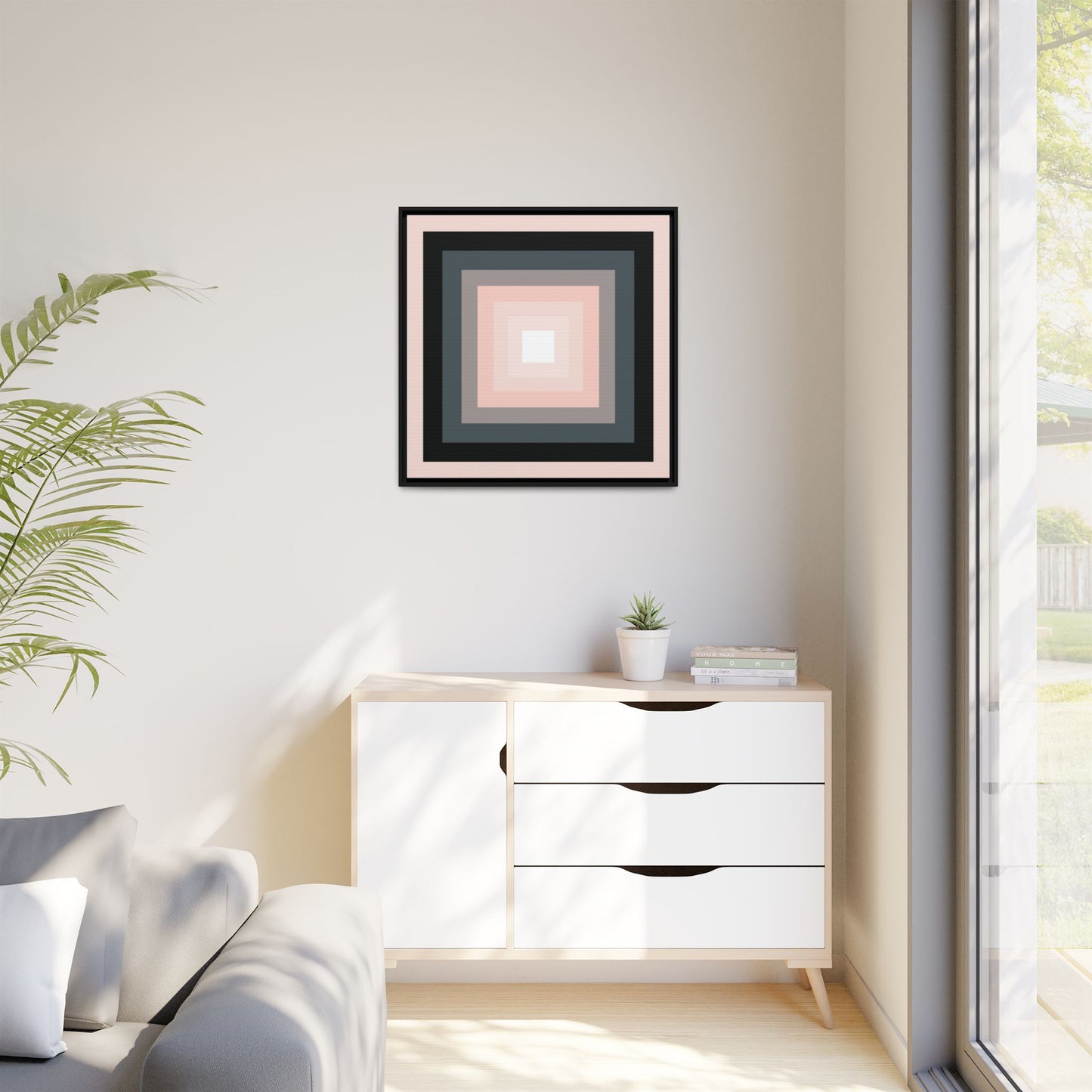 Modern Framed Geometric Canvas Art | Bold Color Meets Clean Framing