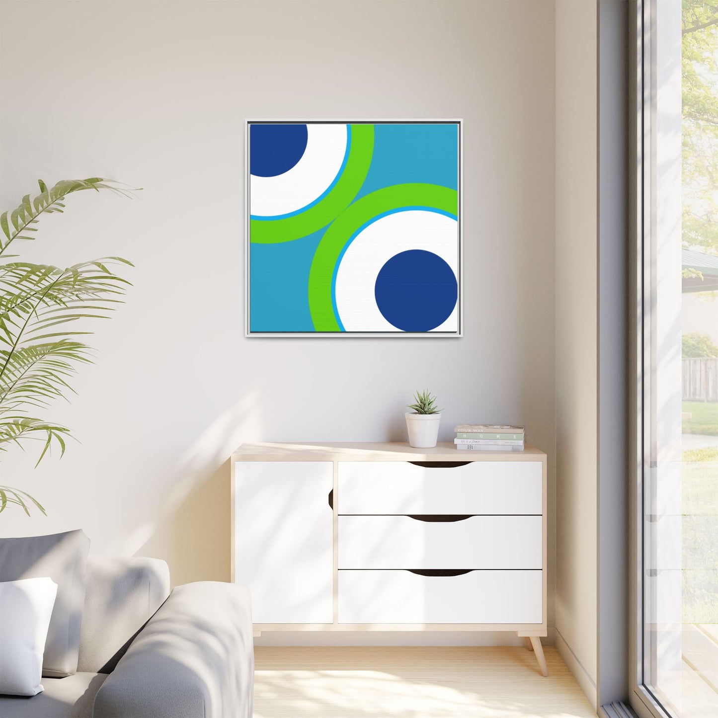 Modern Framed Geometric Canvas Art | Bold Color Meets Clean Framing