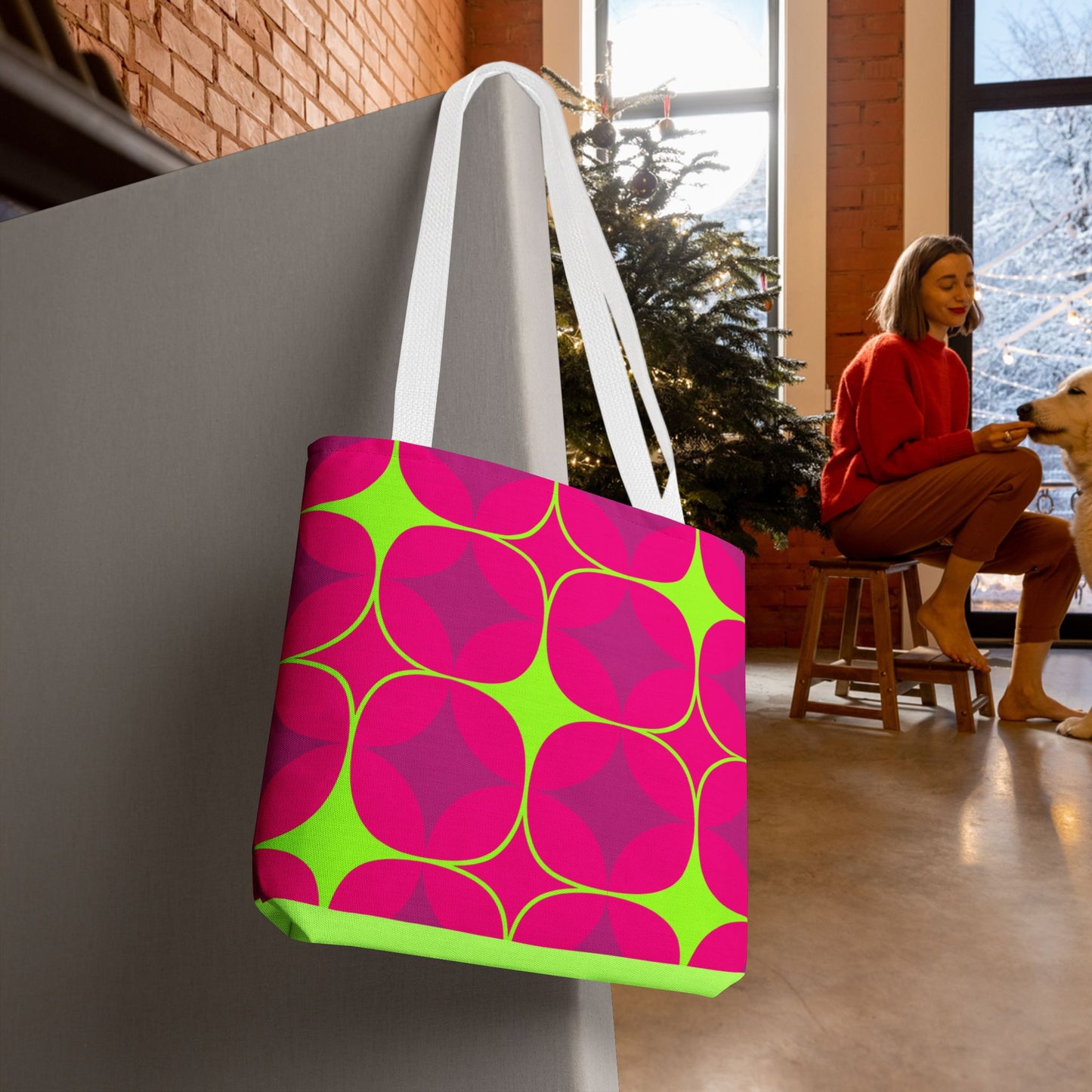 Geometric Art Tote Bag – 3 sizes | Bold lines. Vivid color. Retro with a modern twist.