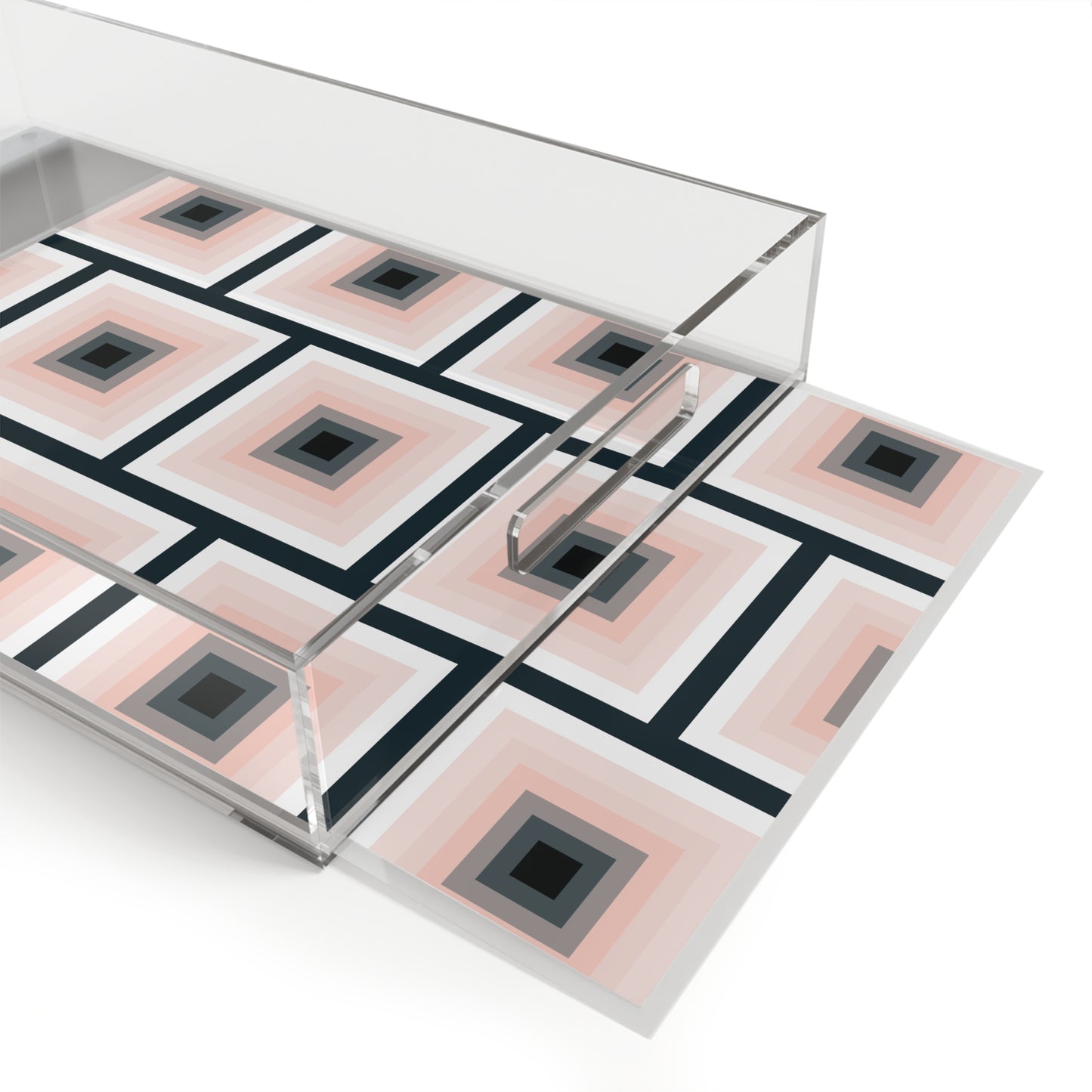 Modern Acrylic Tray with Bold Geometric Artwork