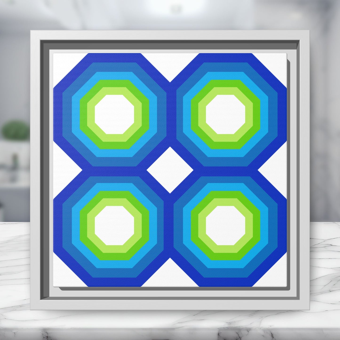 Modern Framed Geometric Canvas Art | Bold Color Meets Clean Framing