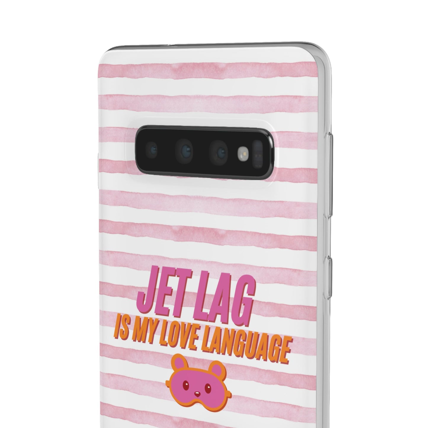 Phone Case - Jetlag is My Love Language Pink Stripe Flexi Case