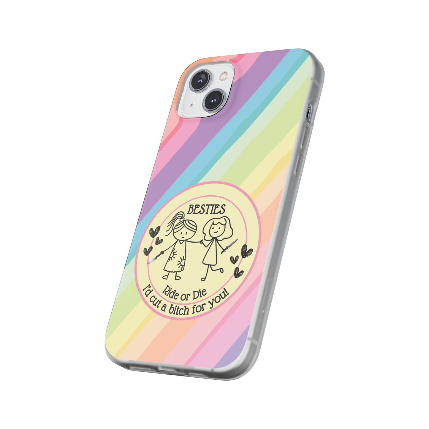 Phone Cases - Pastels Besties Ride or Die | "I'd Cut a Bitch for You"