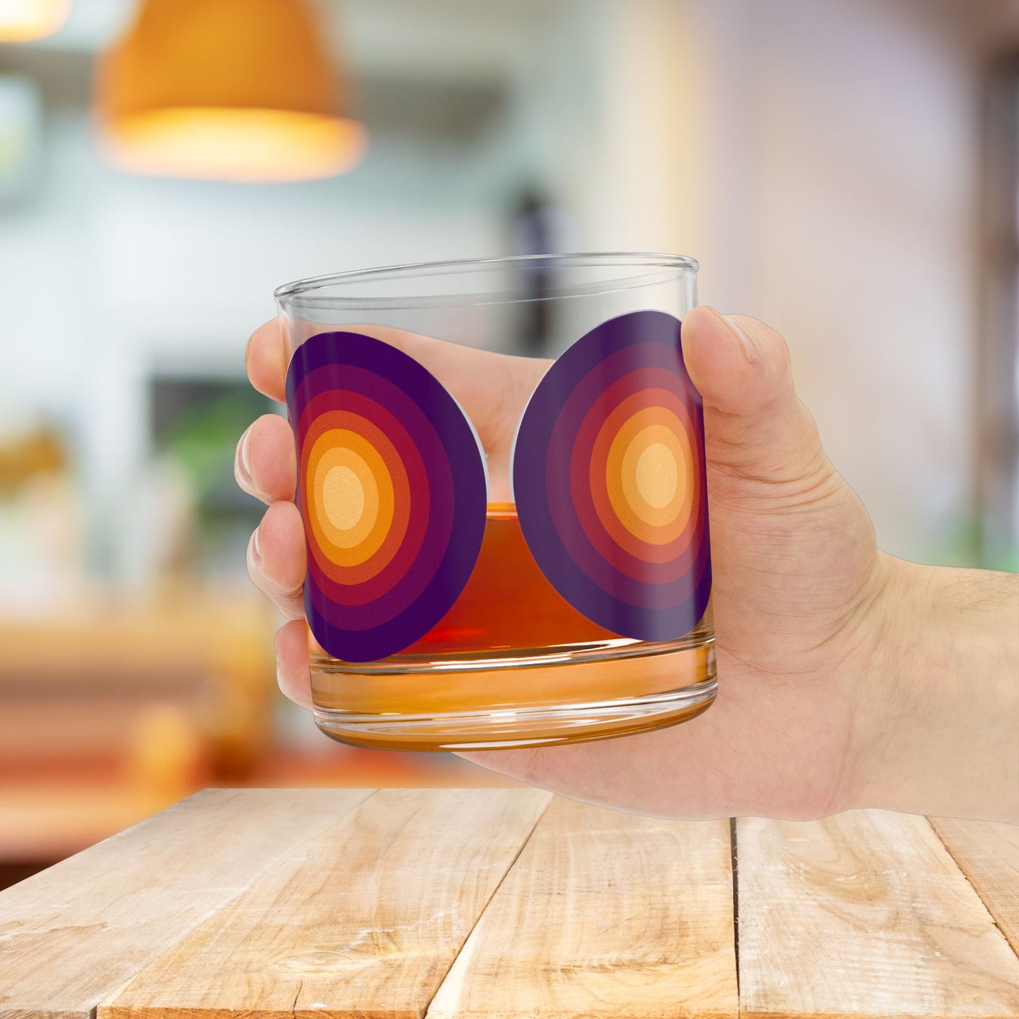 Vibrant Modern Retro Rocks Glass – 10oz