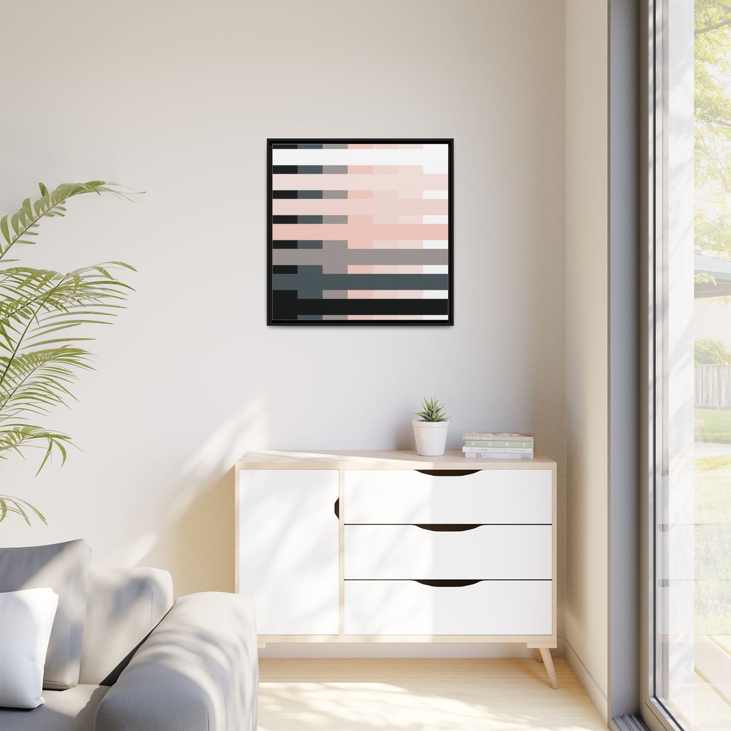 Modern Framed Geometric Canvas Art | Bold Color Meets Clean Framing