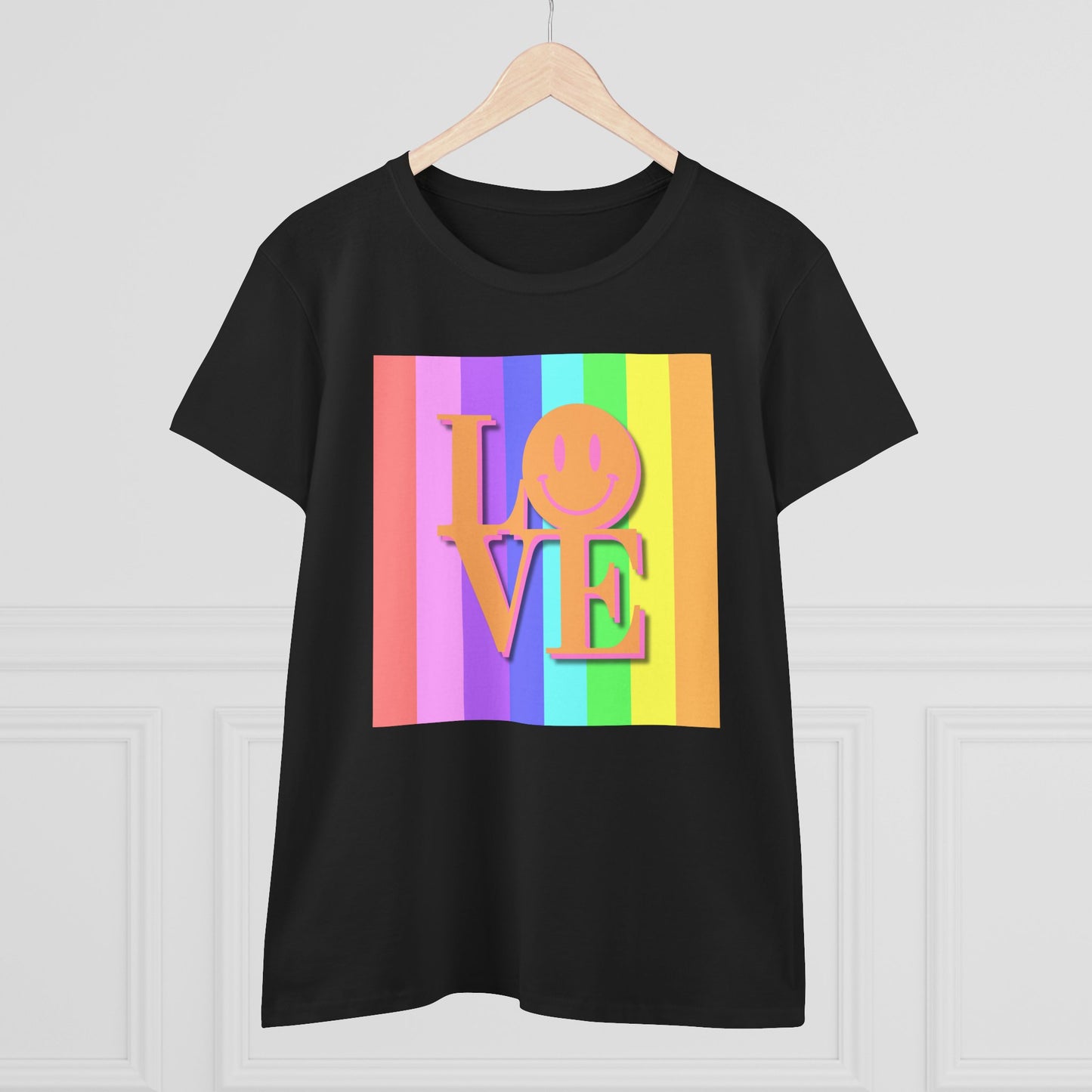 Universal Pastel Rainbow Love Sign Women’s T-Shirt – Spread Love in Style