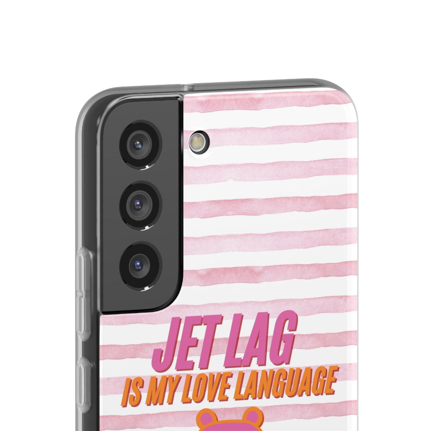 Phone Case - Jetlag is My Love Language Pink Stripe Flexi Case