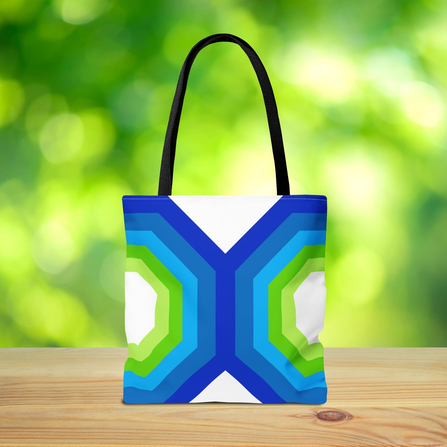 Geometric Art XVI Tote Bag – 3 sizes | Bold lines. Vivid color. Retro with a modern twist.