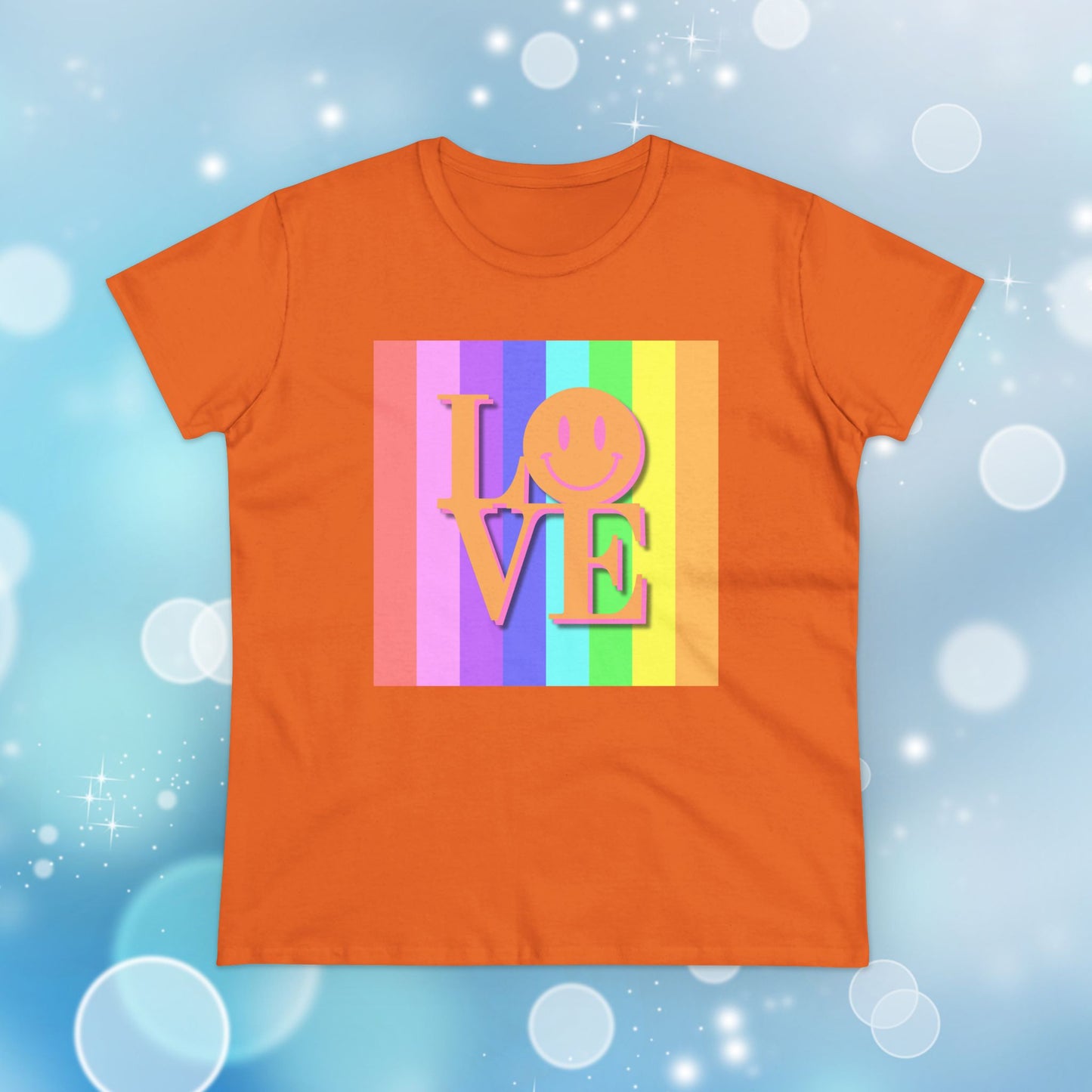 Universal Pastel Rainbow Love Sign Women’s T-Shirt – Spread Love in Style