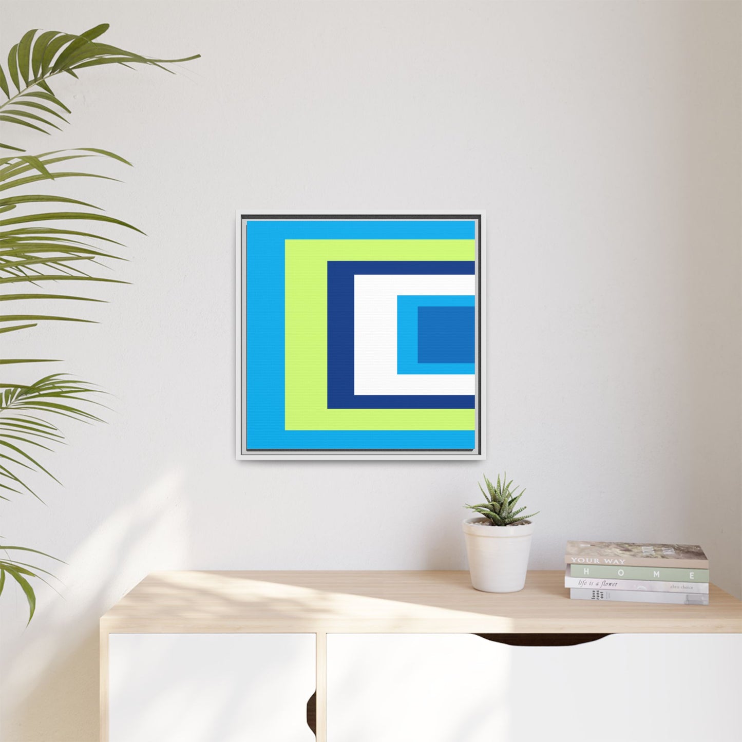 Modern Framed Geometric Canvas Art | Bold Color Meets Clean Framing