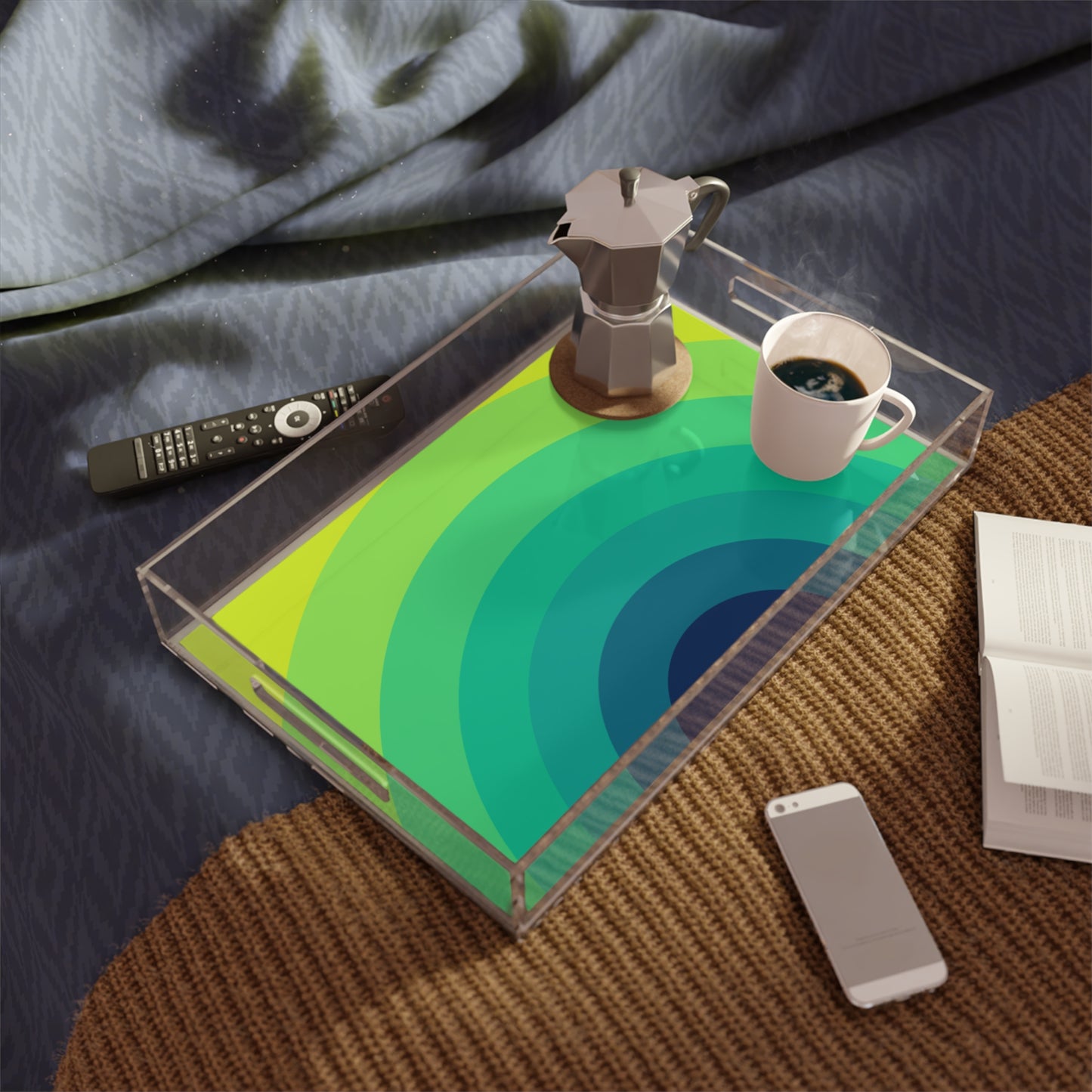 Modern Acrylic Tray with Bold Geometric Artwork