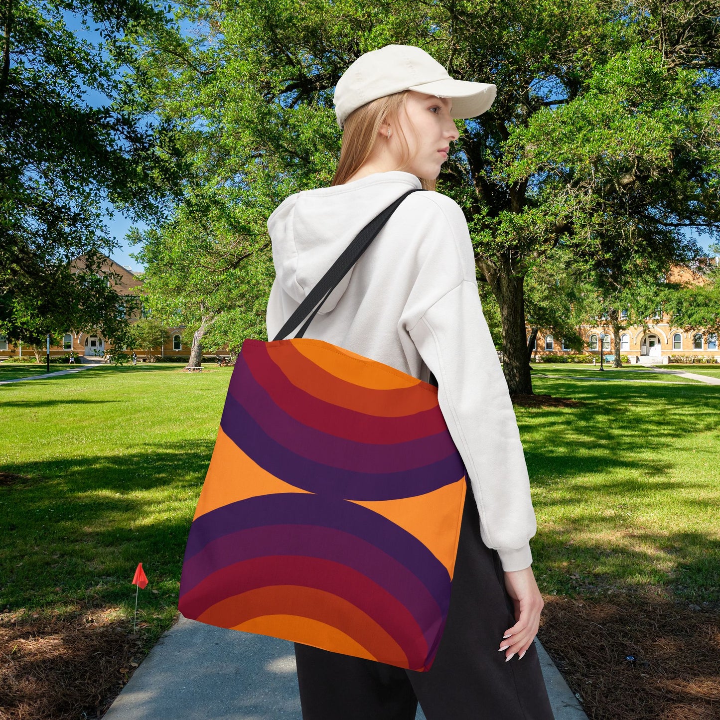 Geometric Art Tote Bag – 3 sizes | Bold lines. Vivid color. Retro with a modern twist.