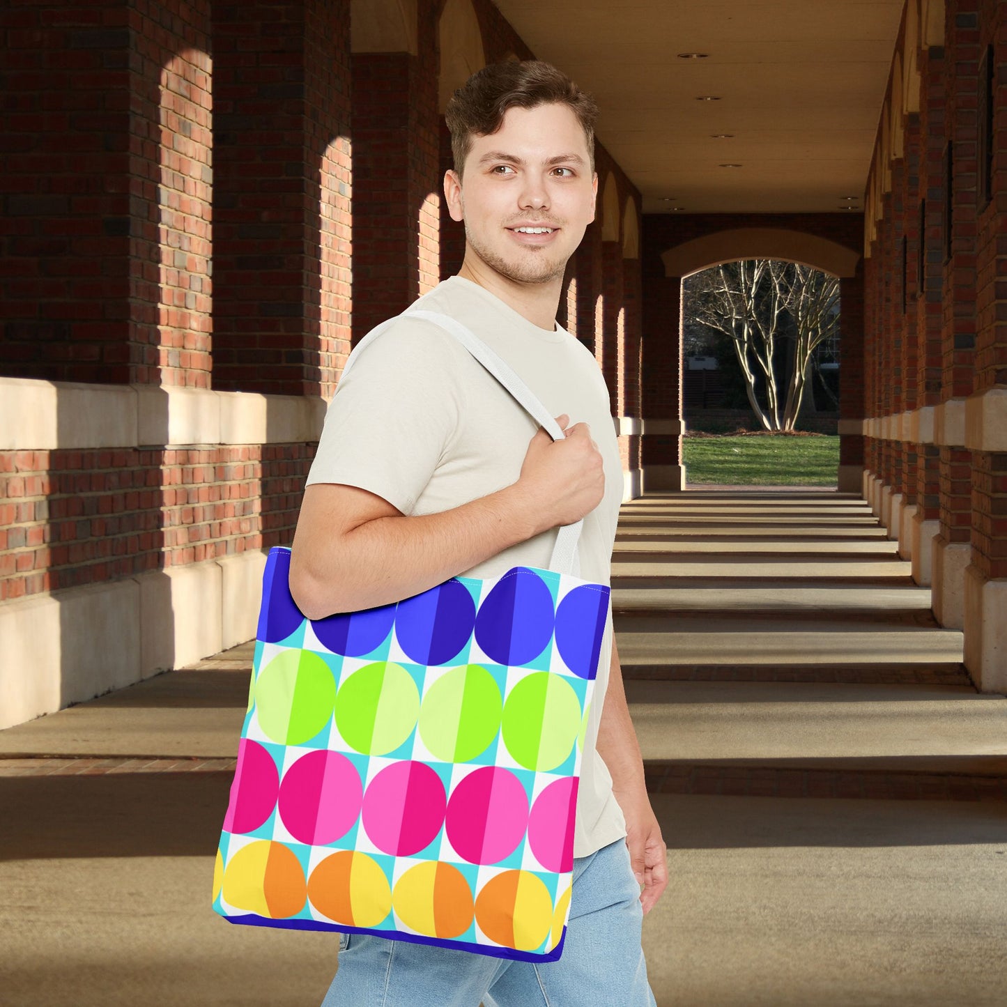 Geometric Art XXI Tote Bag – 3 sizes | Bold lines. Vivid color. Retro with a modern twist.