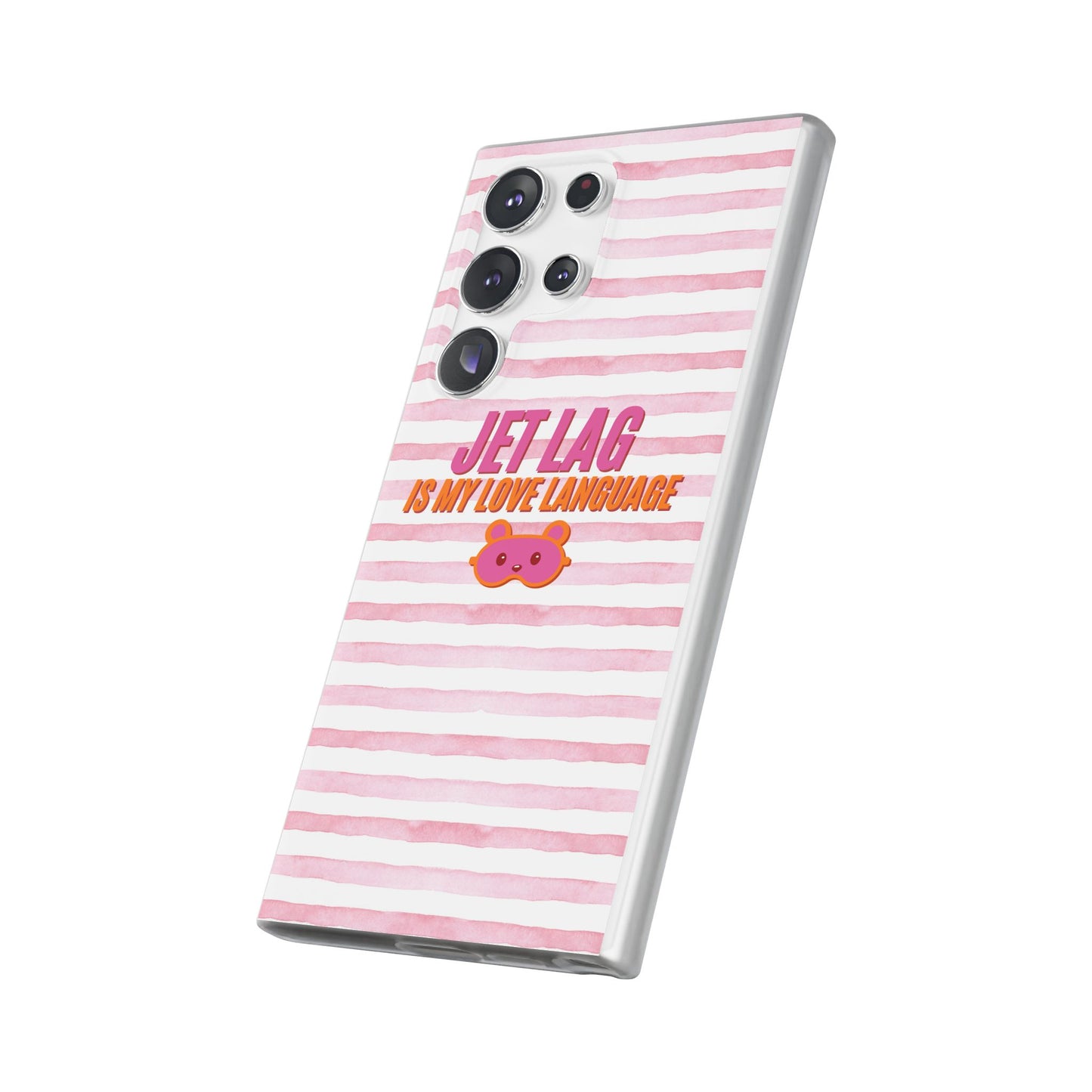 Phone Case - Jetlag is My Love Language Pink Stripe Flexi Case