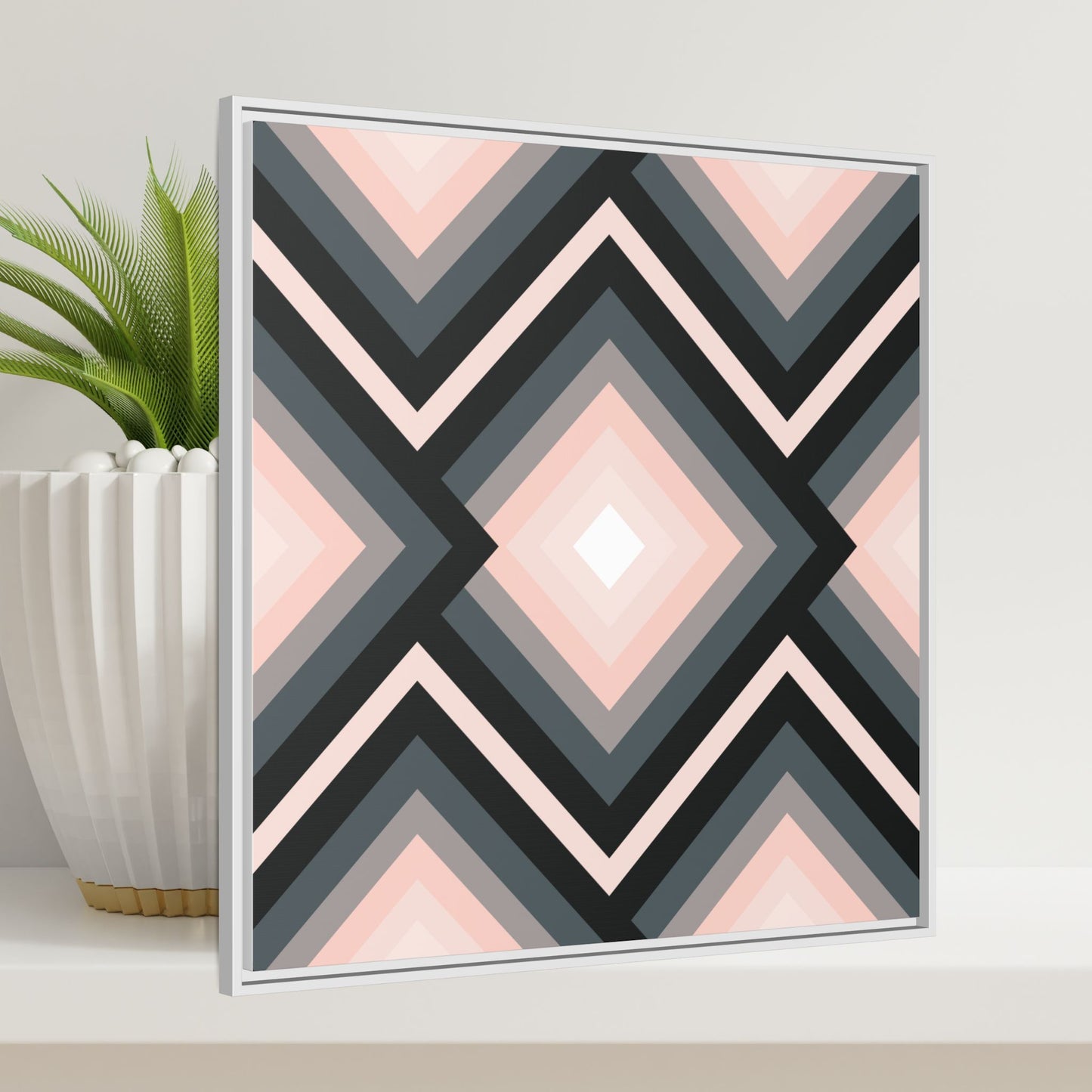 Modern Framed Geometric Canvas Art | Bold Color Meets Clean Framing
