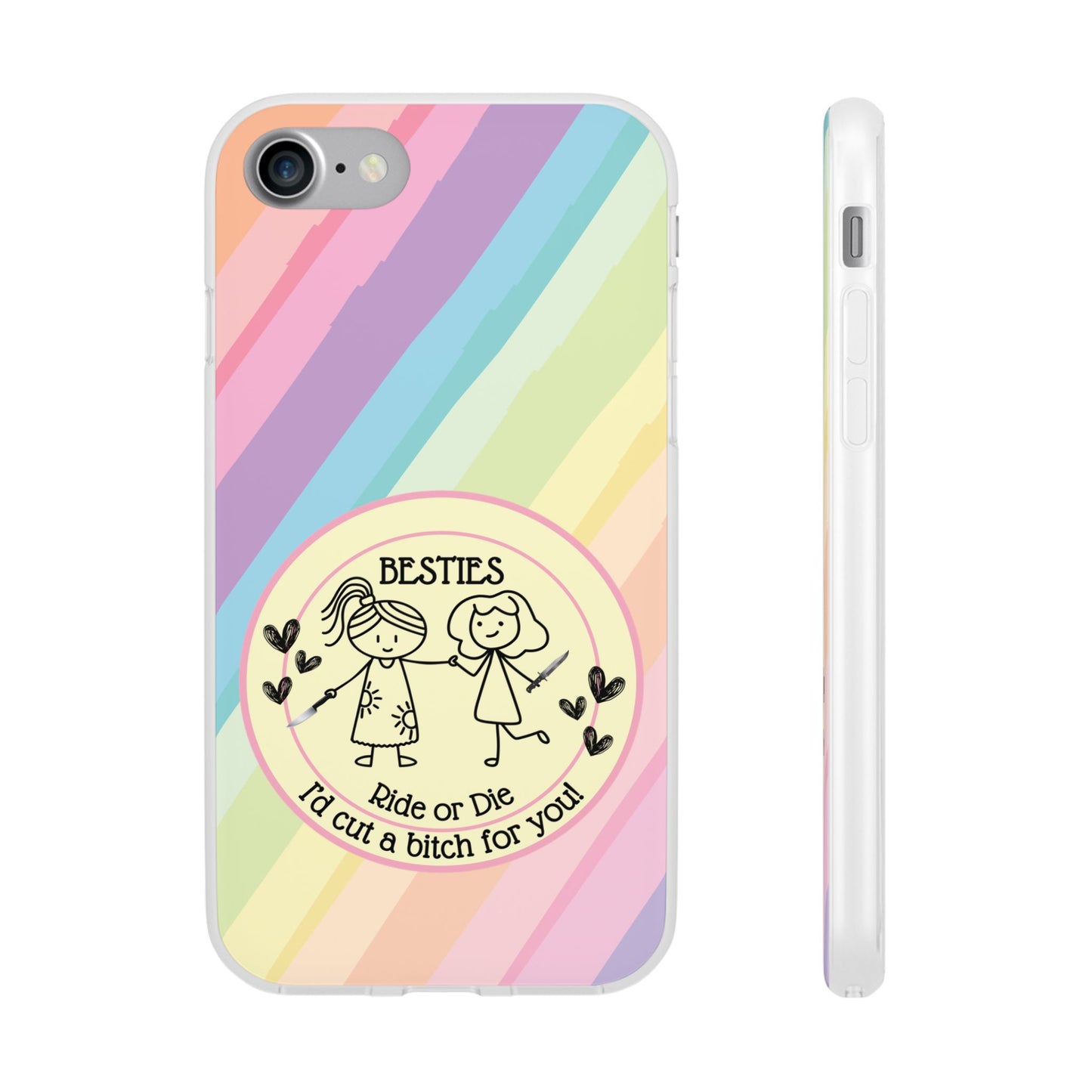 Phone Cases - Pastels Besties Ride or Die | "I'd Cut a Bitch for You"