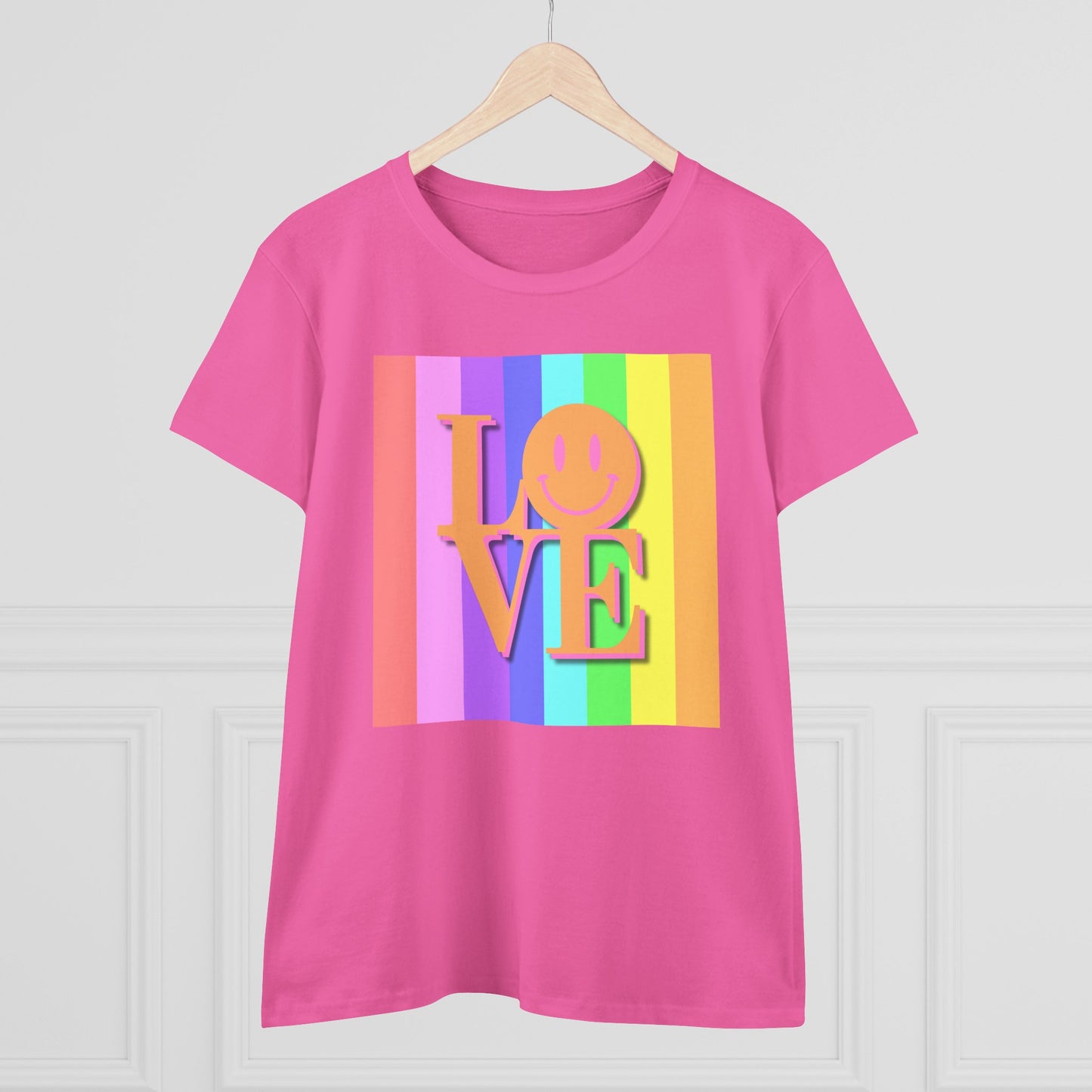 Universal Pastel Rainbow Love Sign Women’s T-Shirt – Spread Love in Style