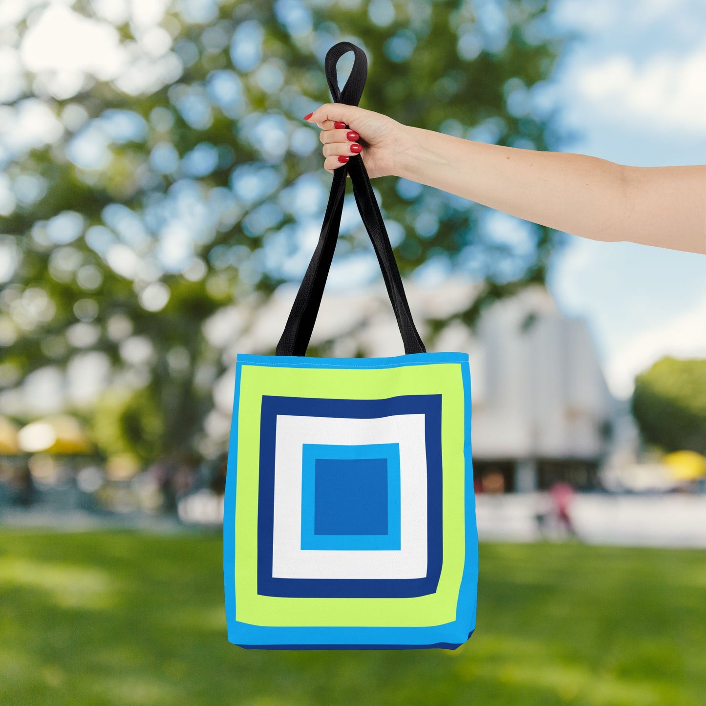 Geometric Art XII Tote Bag – 3 sizes | Bold lines. Vivid color. Retro with a modern twist.