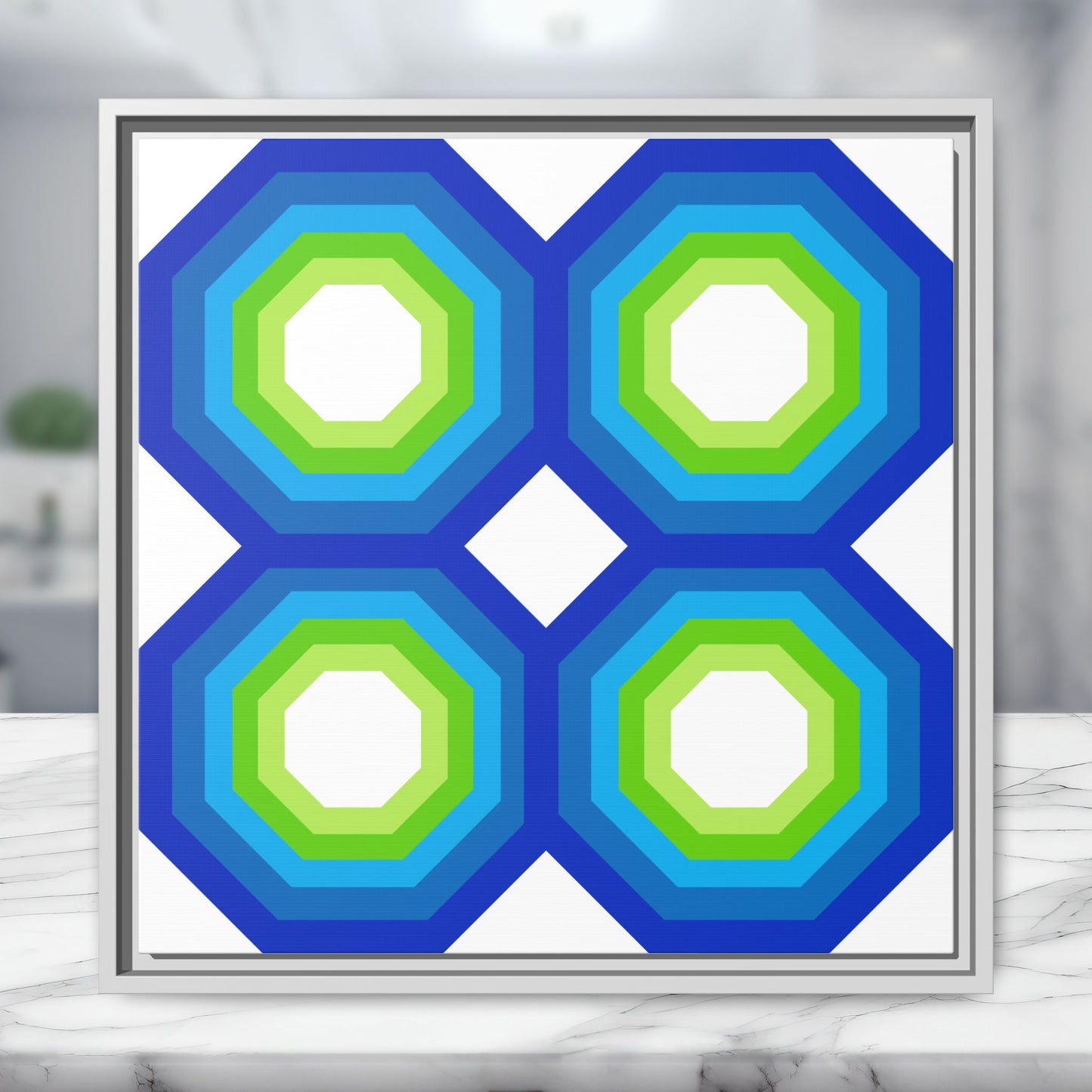 Modern Framed Geometric Canvas Art | Bold Color Meets Clean Framing