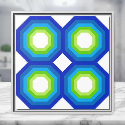 Modern Framed Geometric Canvas Art | Bold Color Meets Clean Framing