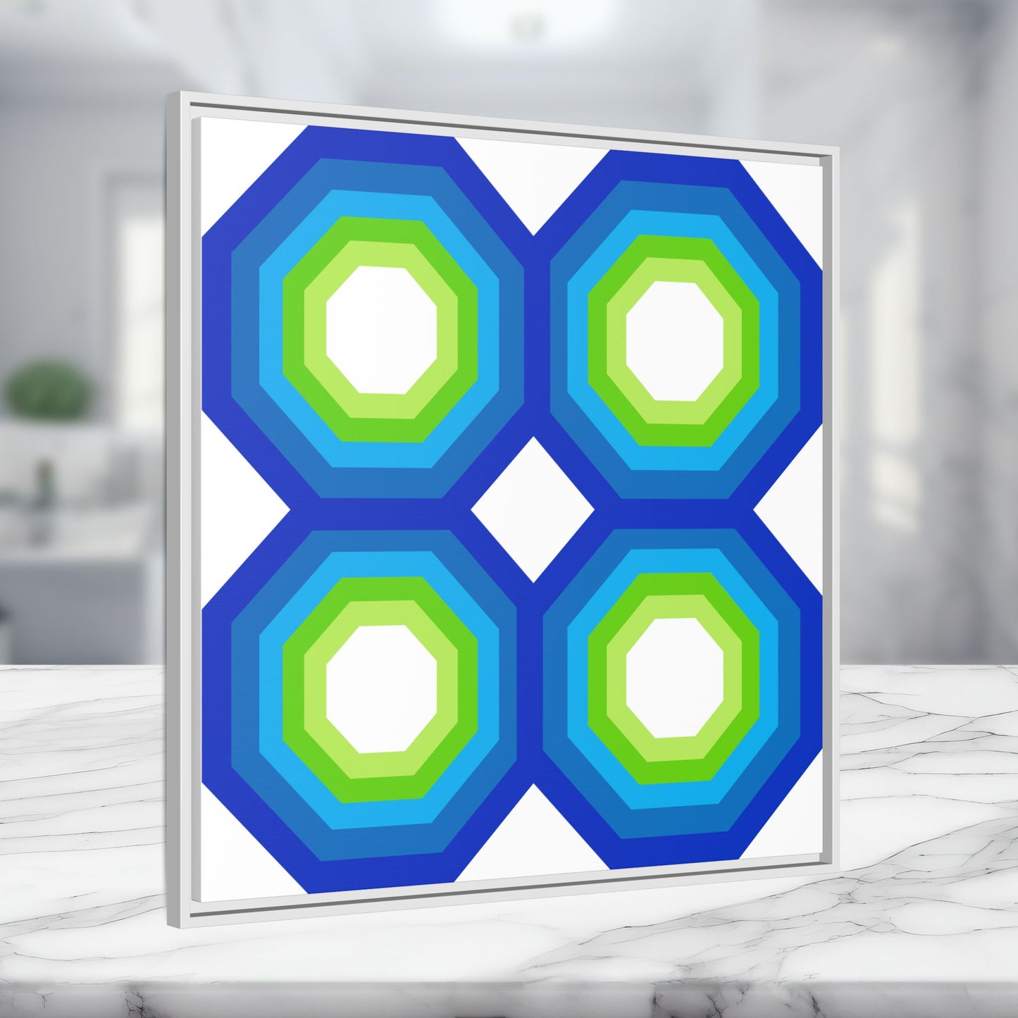Modern Framed Geometric Canvas Art | Bold Color Meets Clean Framing